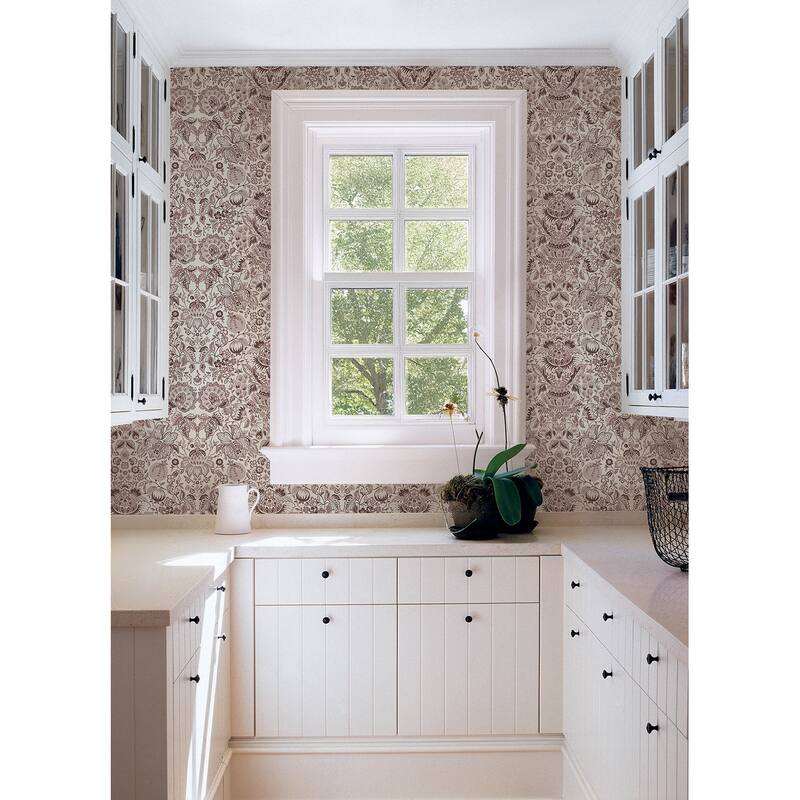 A-Street Prints Blanche Plum Floral Damask Wallpaper