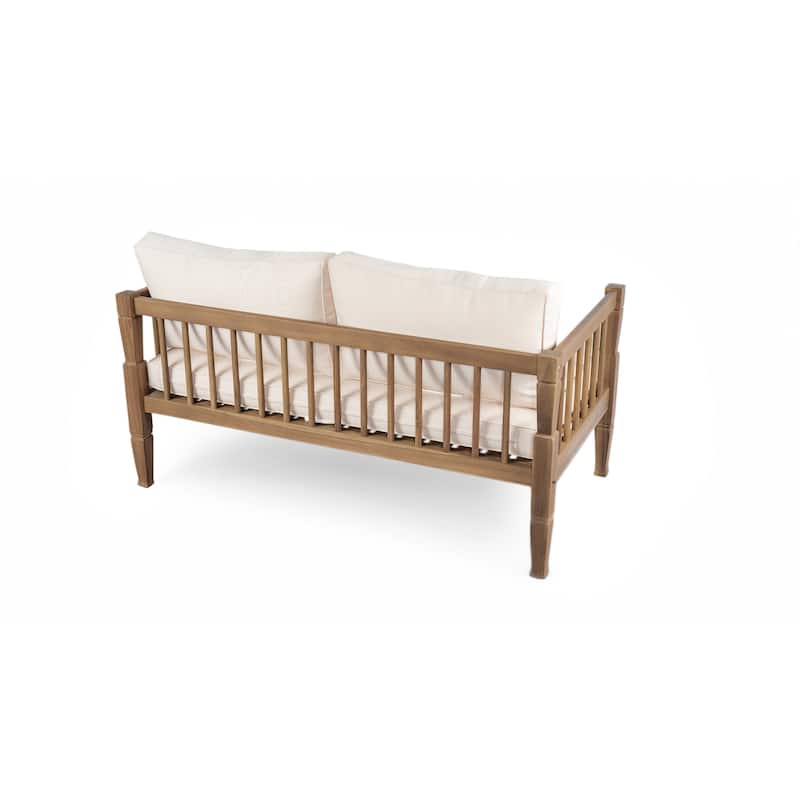 Scott Living Darla 4 Piece Outdoor Sleek Acacia Wood Seating Set with Water-Resistant Cushion