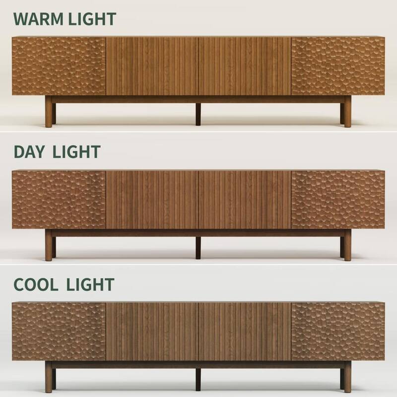 86.6'' Modern Wood TV Stand with Textured Doors & Storage, Media Console for Living Room & Bedroom, Fits TVs up to 90''