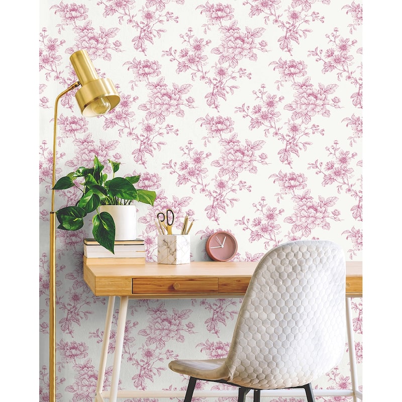 NextWall Sketched Floral Peel and Stick Wallpaper