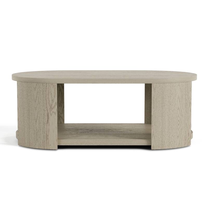 Furniture of America Piez Modern Oak Wooden Oval Cocktail Table with Casters