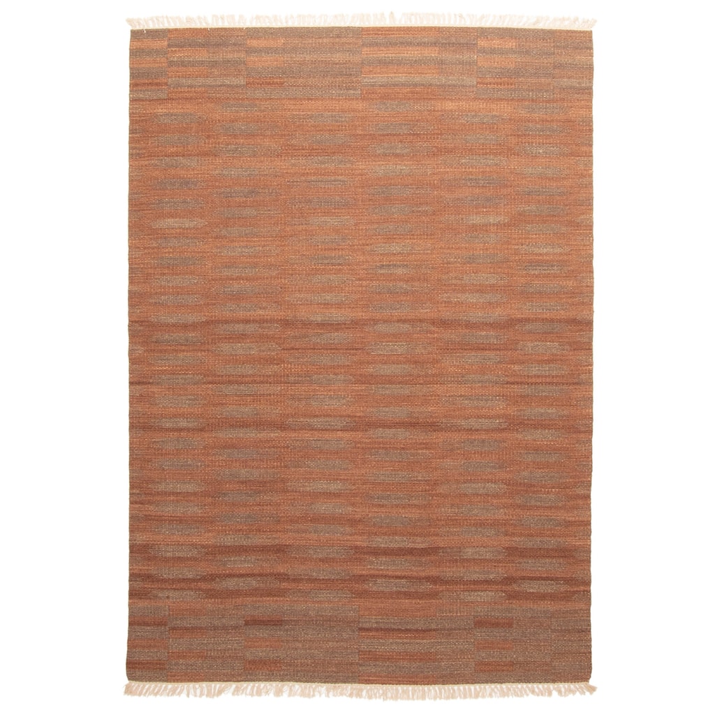 ECARPETGALLERY Flat-Weave Ankara FW Dark Brown Wool Kilim - 5'2 x 7'8