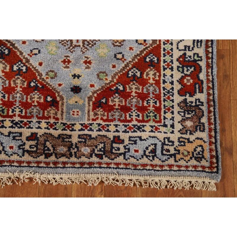 Geometric Traditional Heriz Serapi Runner Rug Handmade Wool Carpet - 2'7"x 8'1"