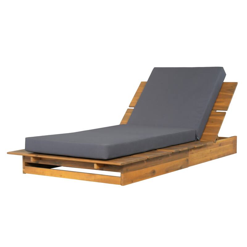 Christopher Knight Home - Modern Indoor/Outdoor Acacia Wood 3-Position Adjustable Chaise Lounge with Water-Resistant Cushion