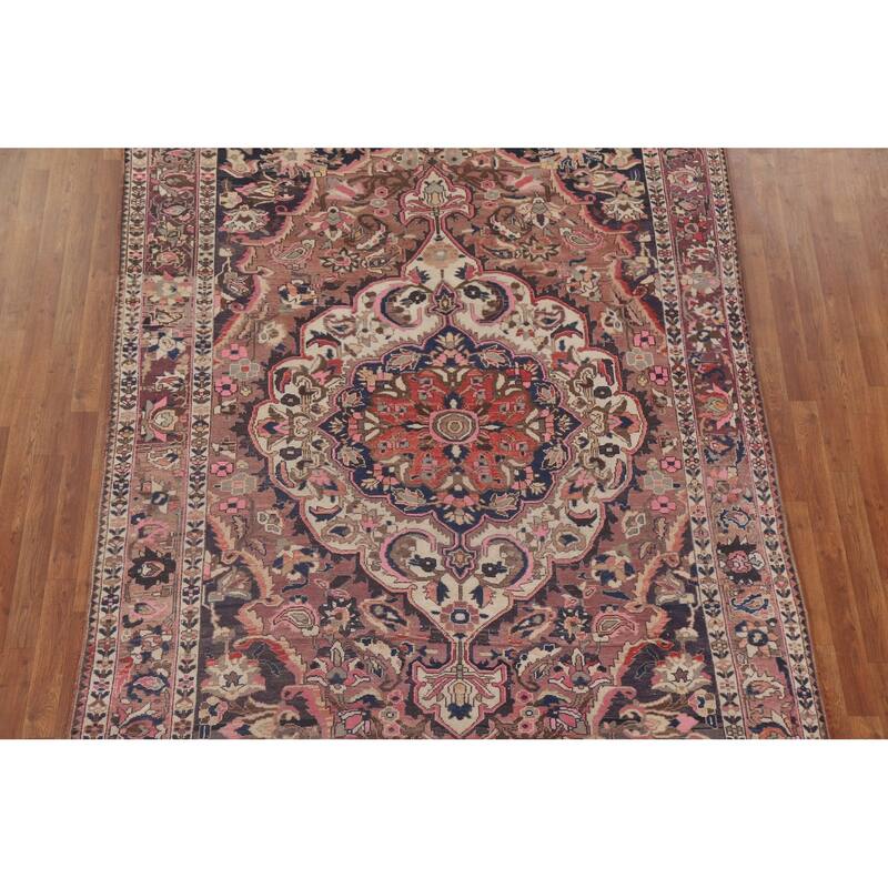 Geometric Bakhtiari Persian Vintage Area Rug Hand-knotted Wool Carpet - 6'8" x 10'0"