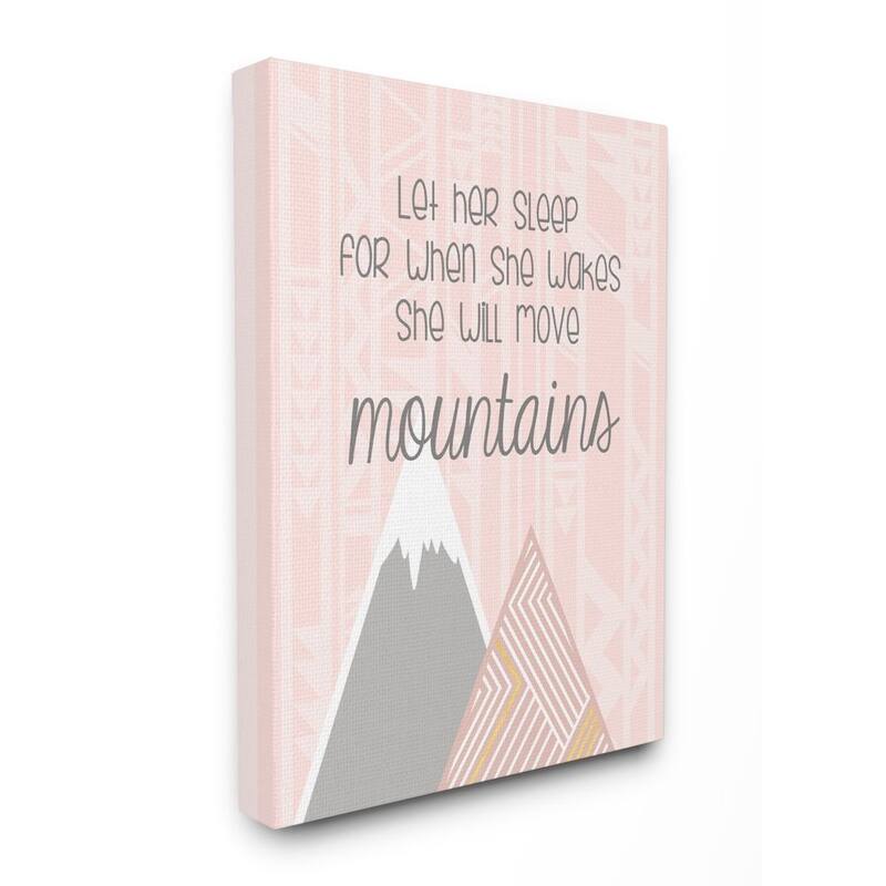 Stupell Kids Inspirational Word Girls Pink Geometric Mountain Pattern Design,16x20, Proudly Made in USA - Multi-Color - 24 x 30