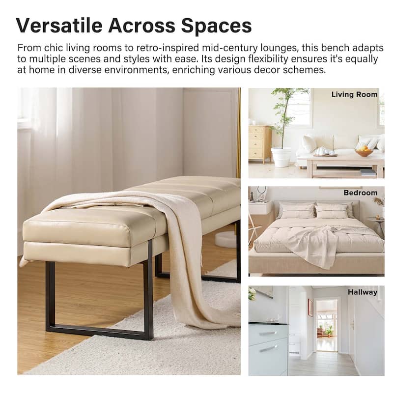 Laurens Modern 52.5'' Channel Tufted Bench with Mental Legs by HULALA HOME