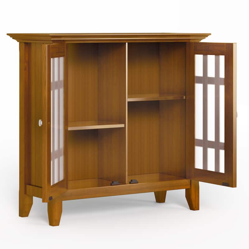 WYNDENHALL Freemont Solid Wood Transitional Low Storage Media Cabinet - 32"w x 14"d x 31" h