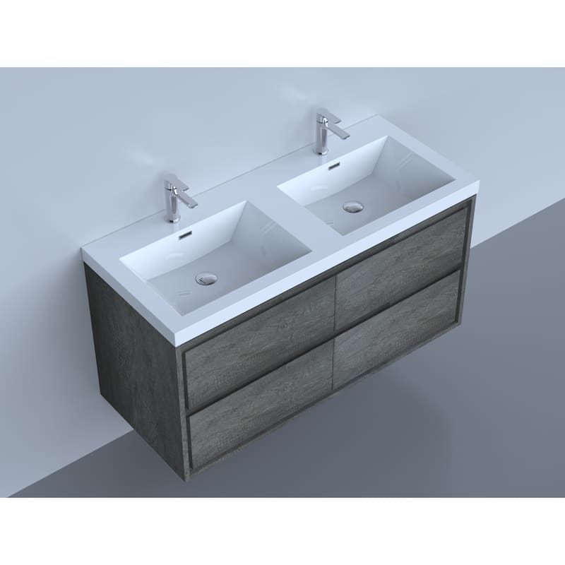 Sage 60" wall mounted bathroom vanity with double basin acrylic top