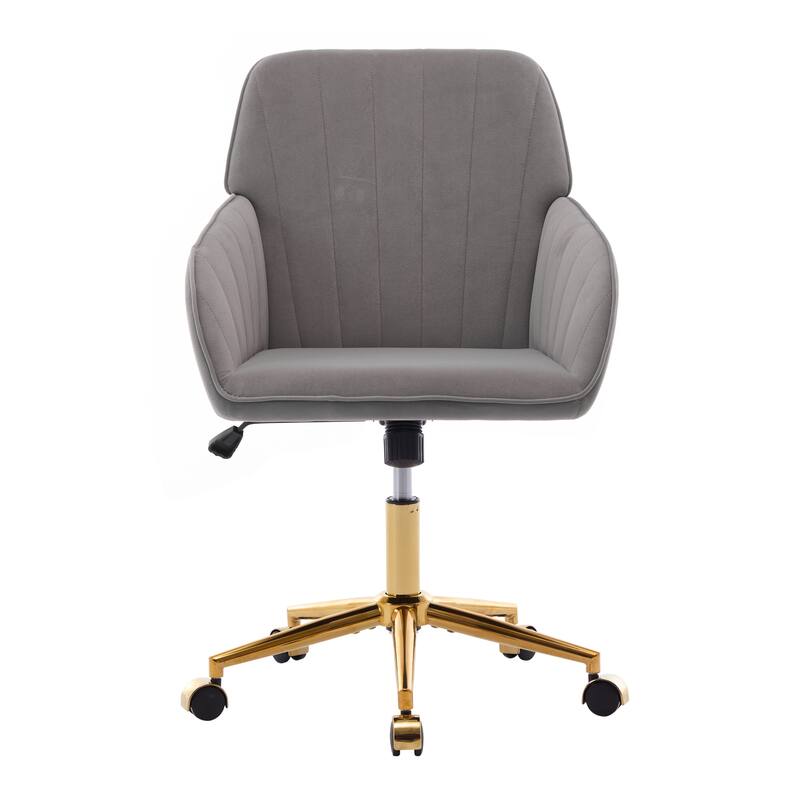 Adjustable Velvet Office Chair with Wheels, Ergonomic Swivel Study Desk Chair, Upholstered Task Chair with Backrest Seat