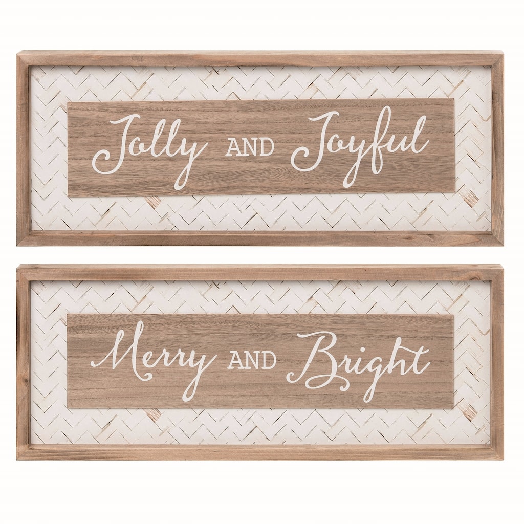 Transpac MDF Woven Holiday Decor Set of 2 Christmas Home Decorations