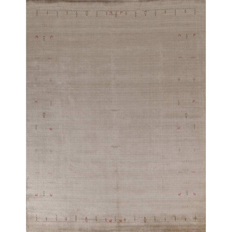 Tribal Gabbeh Oriental Area Rug Hand-Knotted Wool Carpet - 8'1" x 9'9"