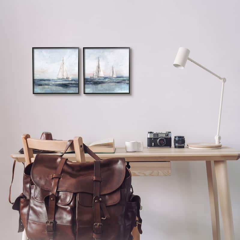 Stupell Blue Sailing Ocean Scene 2 Piece Set Framed Giclee Texturized Wall Art, Design By Nina Blue