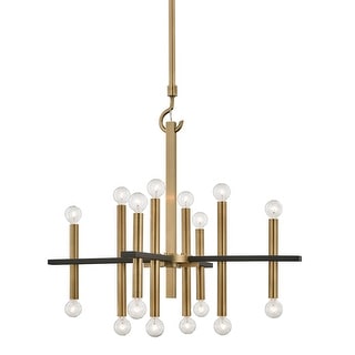 Mitzi by Hudson Valley Colette 16-light Aged Brass and Black Chandelier ...