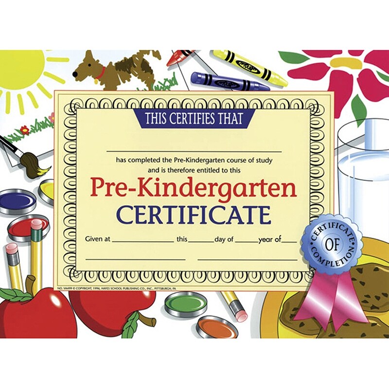 6 Pk Certificates Pre K 8 5x11 30 Per Pk