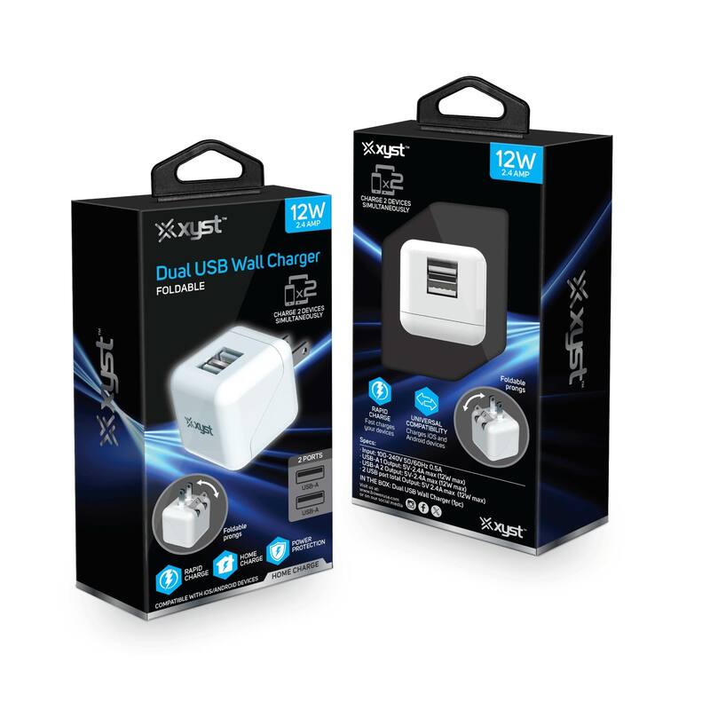Xyst 2.4-Amp Dual USB Foldable Wall Charger