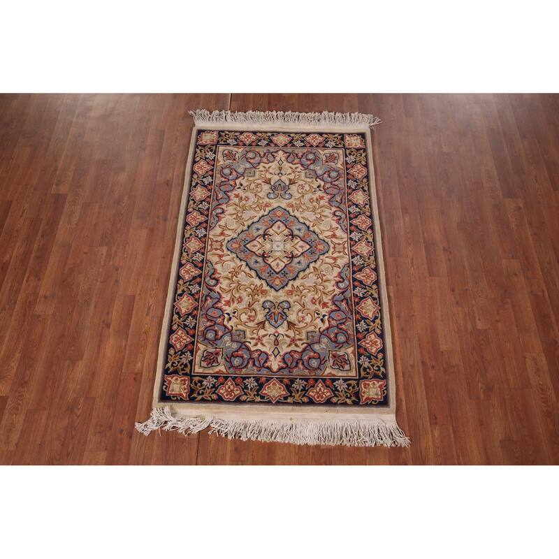Floral Art Deco Chinese Foyer Rug Hand-Knotted Wool Carpet - 3'2"x 5'1"