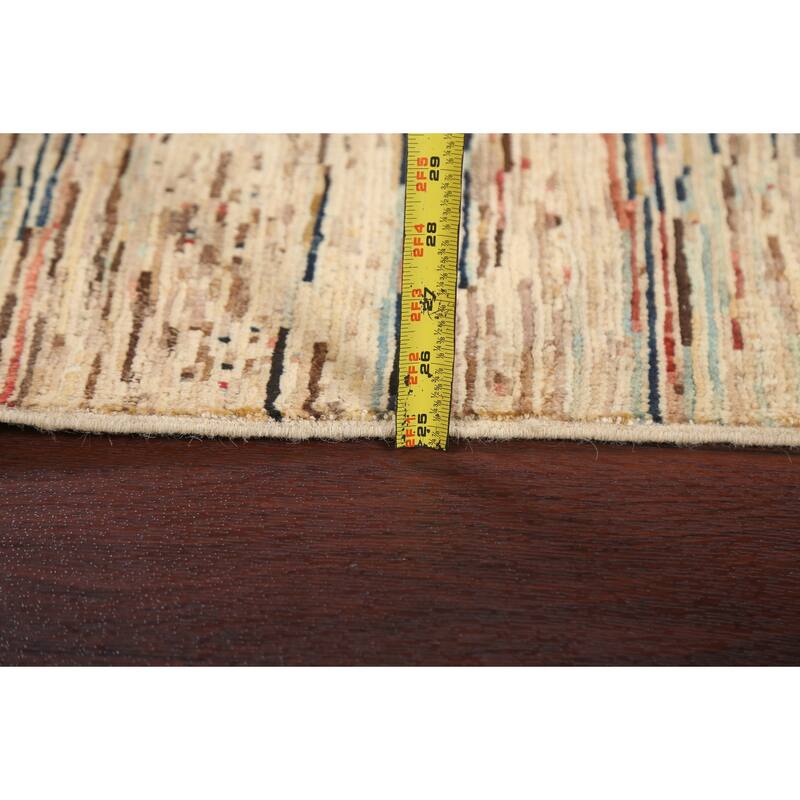 Modern Striped Gabbeh Kashkoli Area Rug Wool Hand-knotted Foyer Carpet - 2'10" x 3'10"