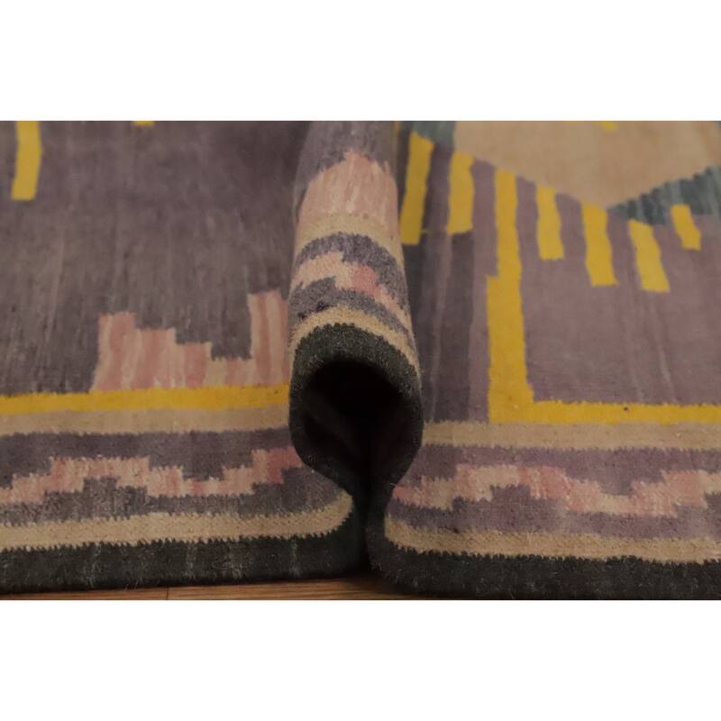 Hand Woven Oriental 100% Wool Carpet Southwestern Tribal Purples Kilim Area Rug - 8' 3'' X 4' 10''