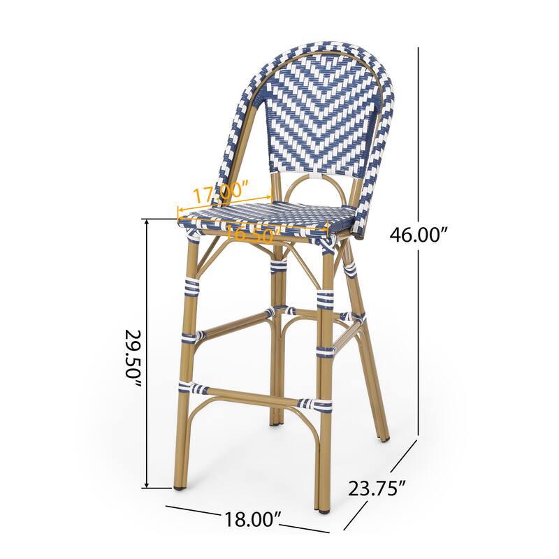 29.5" Outdoor Pe Rattan French Barstool (Excluding the table)