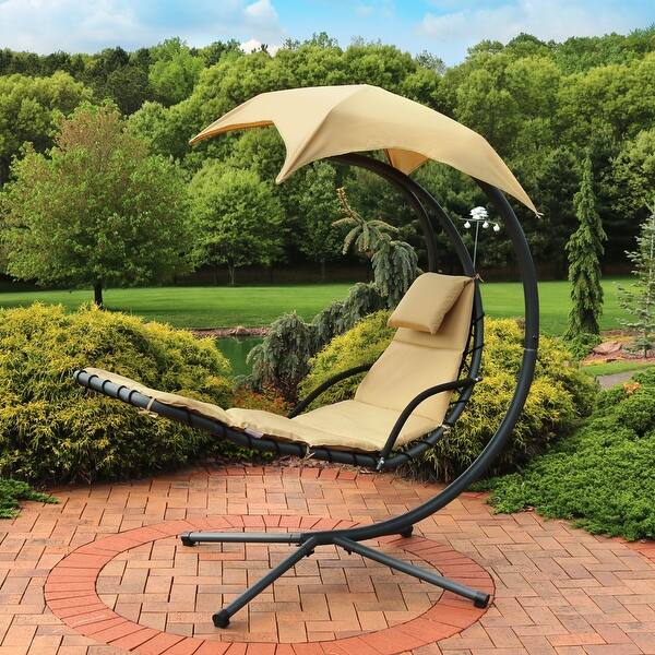 Shop Sunnydaze Beige Floating Chaise Lounger Swing Chair