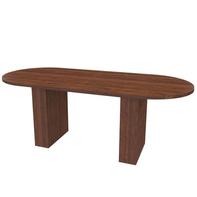 Oval Dining Table for 6, Kitchen Table with Wood Tabletop, Waterproof Meeting Table Home Office Table