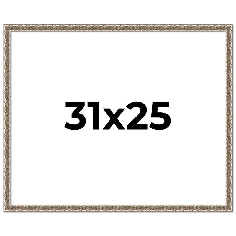31x25 Frame Silver Versailles Ornate Solid Wood Picture Frame | 1 Inch