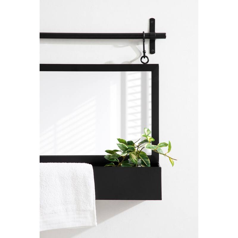 Kate and Laurel Gammons Hanging Farmhouse Wall Mirror with Lower Shelf