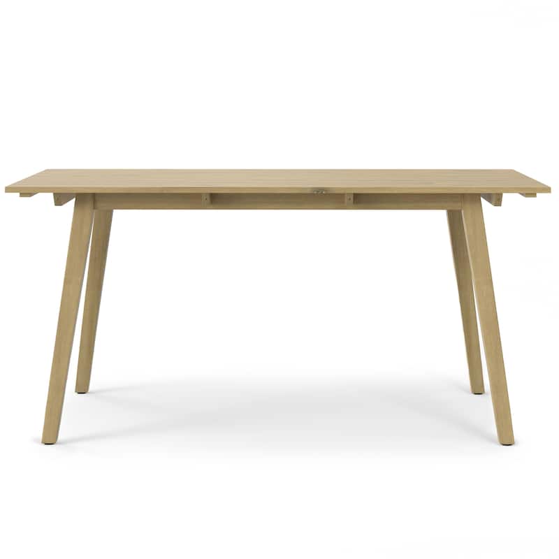 WyndenHall Nina 65 inch Wide Contemporary Outdoor Dining Table in Light Teak - 35.4" D x 65" W x 30.5" H