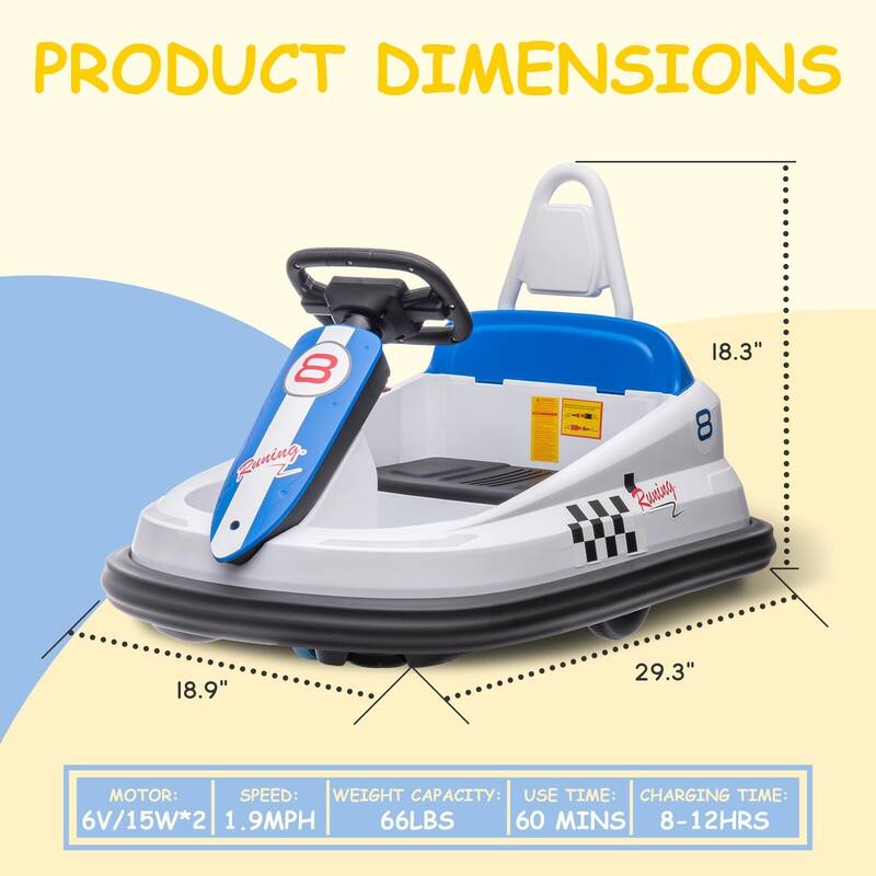 6V Bumper Car for Toddlers, New Designed Electric Ride On Toys On