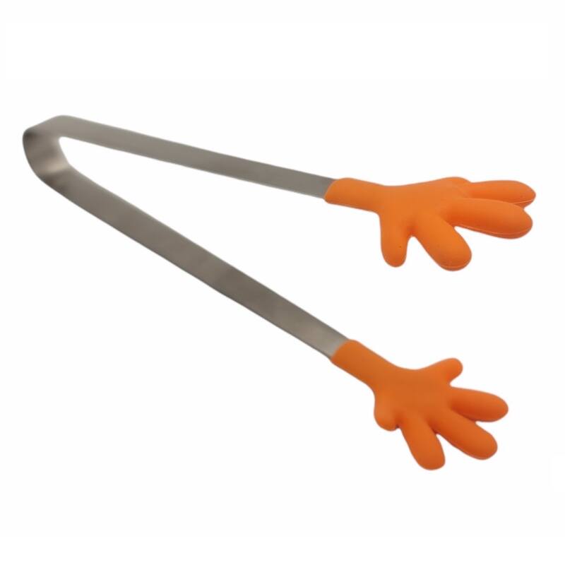 Handy Housewares 5" Long Stainless Steel Mini Tongs with Silicone Hand Shaped Tips - Orange - 1 Pack
