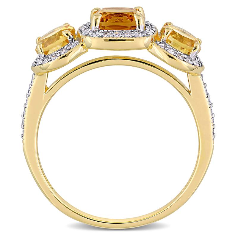 Miadora 1 3/4ct TGW Citrine & Madeira Citrine 1/3ct TDW Diamond Ring Yellow Plated Sterling Silver