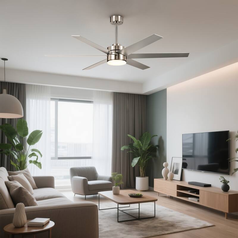 Brushed Nickel 62 in. Integrated LED 6-Speed Color Changing Indoor Ceiling Fan