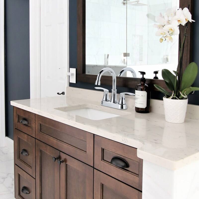 WOWOW 4 in. Centerset Double Handle High Arc Bathroom Faucet
