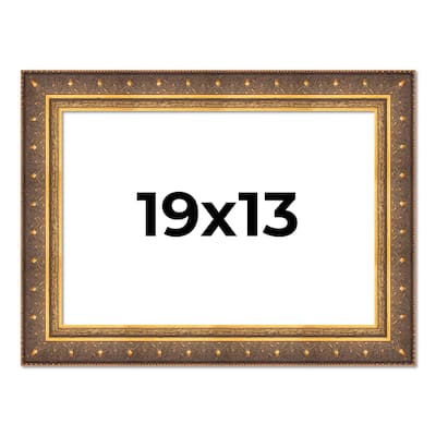 19x13 Frame Vintage Gold Solid Wood Picture Frame | 2.5 Inch Moulding