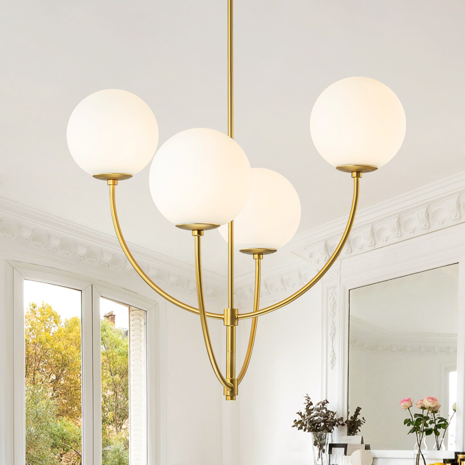 4 light globe chandelier top