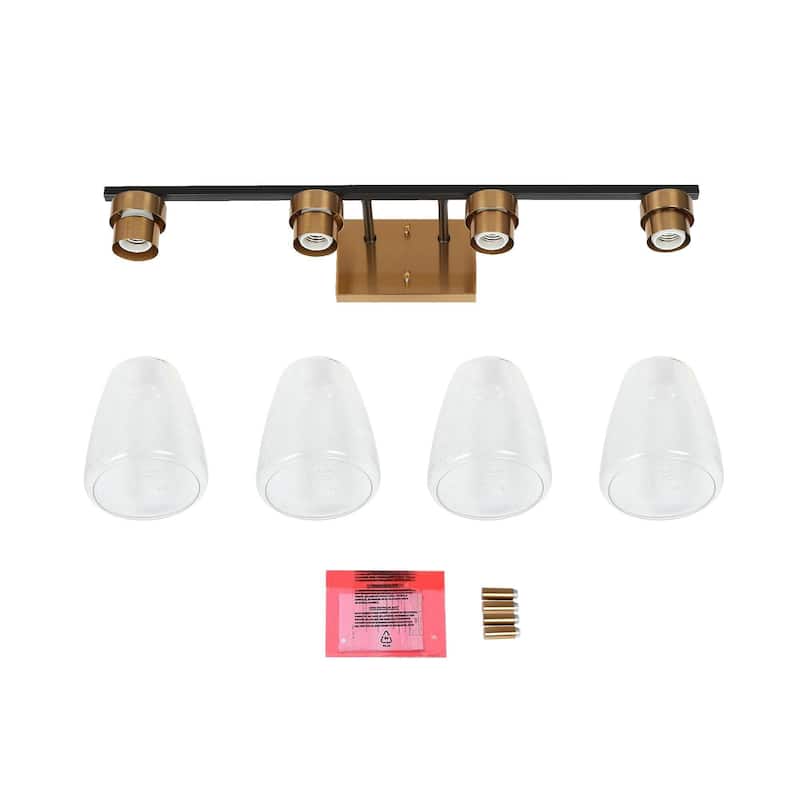 Marsie Modern 4-Light Dimmable Vanity LIghts Linear Wall Sconces Seeded Glass Powder Room, Bathrooom - L 28.7" * W 6.7" * H 8.7"
