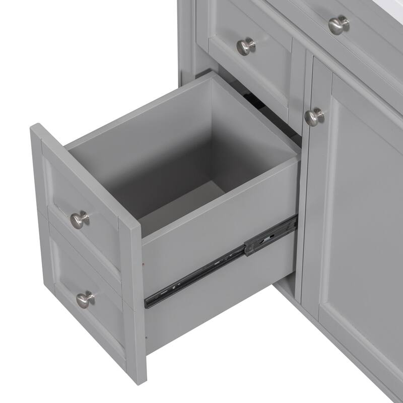 30-Inch Modern Bathroom Vanity with Ceramic Sink, 3 Drawers, Storage Cabinet, and Soft-Close Doors