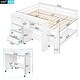 preview thumbnail 4 of 12, Full Size Low Loft Bed with Rolling Portable Desk, Drawers and Shelves, White