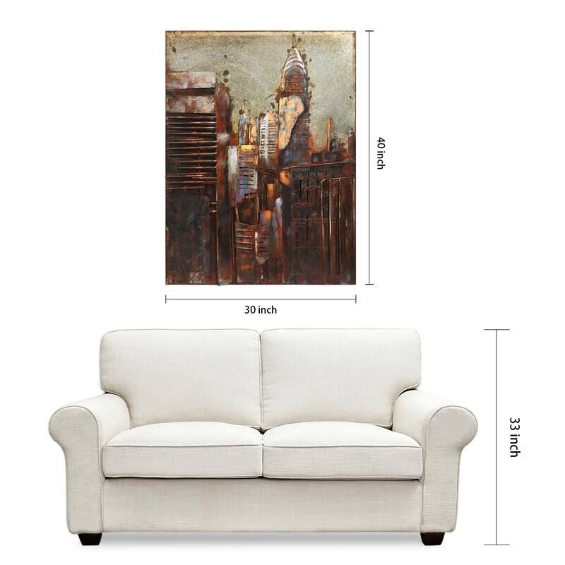 "The Chrysler Building" Mixed Media Iron Hand Painted Dimensional Wall Art