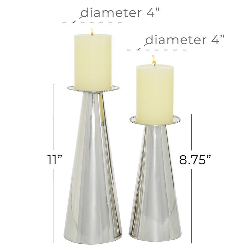 Stainless Steel Glam Candle Holder (Set of 2) - S/2 8.75", 11"H