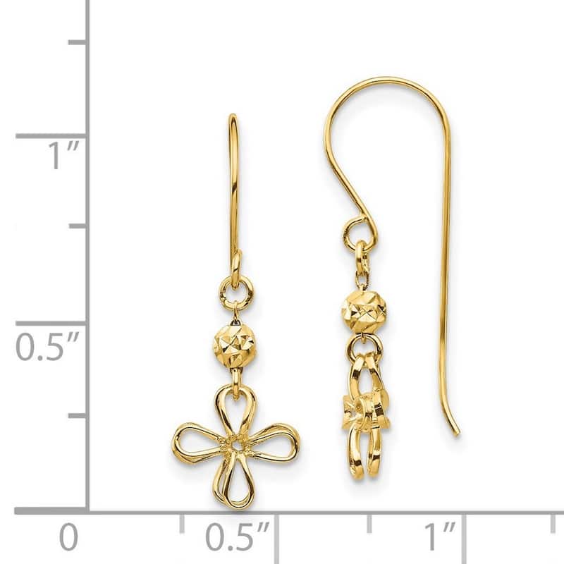 Curata 14k Open Clover Long Drop Dangle Earrings - 24.95x8.6mm Wide