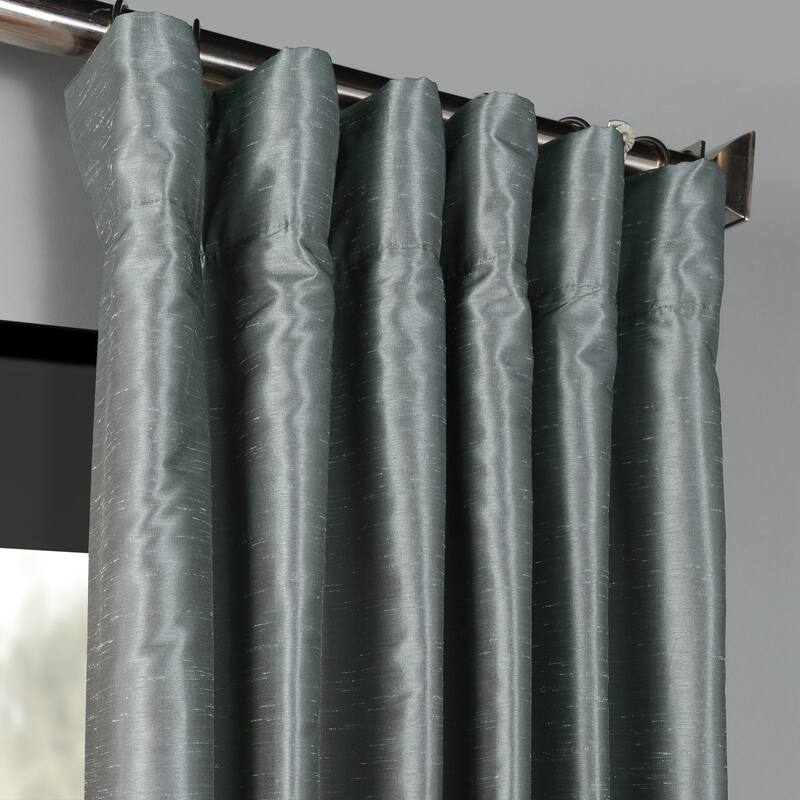 Exclusive Fabrics Blackout Textured Faux Dupioni Silk Curtains (1 Panel) - Luxurious Elegance and Superior Light Control