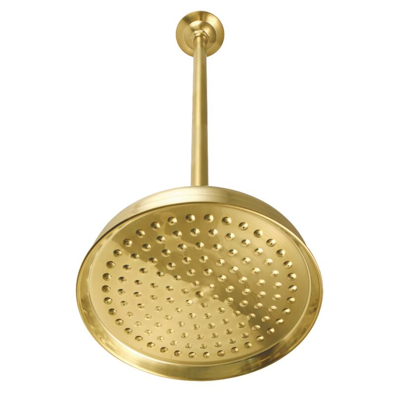 Kingston Brass Trimscape 10-Inch Showerhead with 17-Inch Ceiling Mounted Shower Arm - Brushed Brass