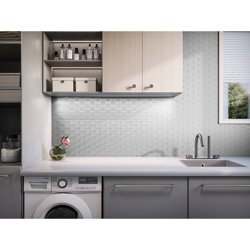 3" Beehive 10.25 in. x 11.75 in. Hexagon Glass Mesh-Mounted Mosaic Tile