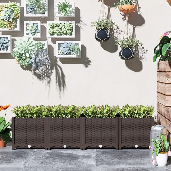 Outsunny 5 x 1 x 1 ft Raised Garden Bed, Indoor Outdoor Plastic Planter Box  with Drainage Holes for Vegetables - On Sale - Bed Bath & Beyond - 42540577