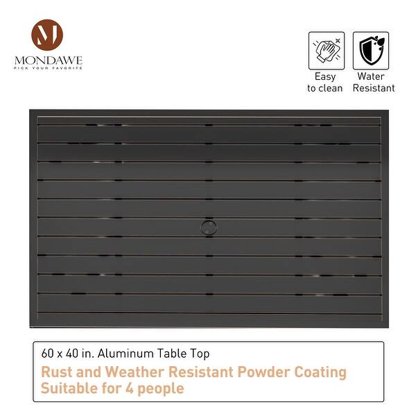 5Piece Outdoor Dining Set Patio Teslin Swivel Chair with Cast Aluminum