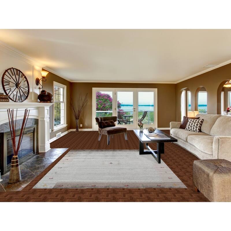 Tribal Striped Gabbeh Indian Area Rug Handmade Grey Wool Carpet - 6'9"x 8'3"
