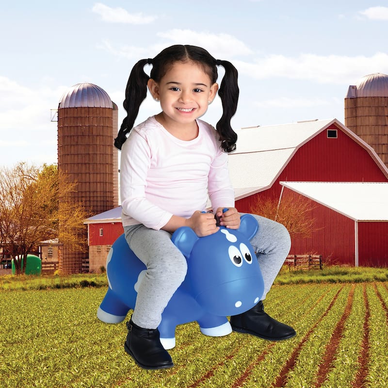 Toddler Boys and Girls Farm Hopper Bounce Toy, Blue Cow