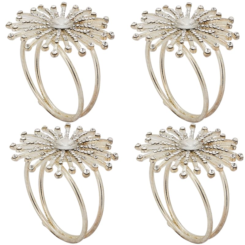 Table Napkin Rings With Jewel Starburst Design (Set of 4)